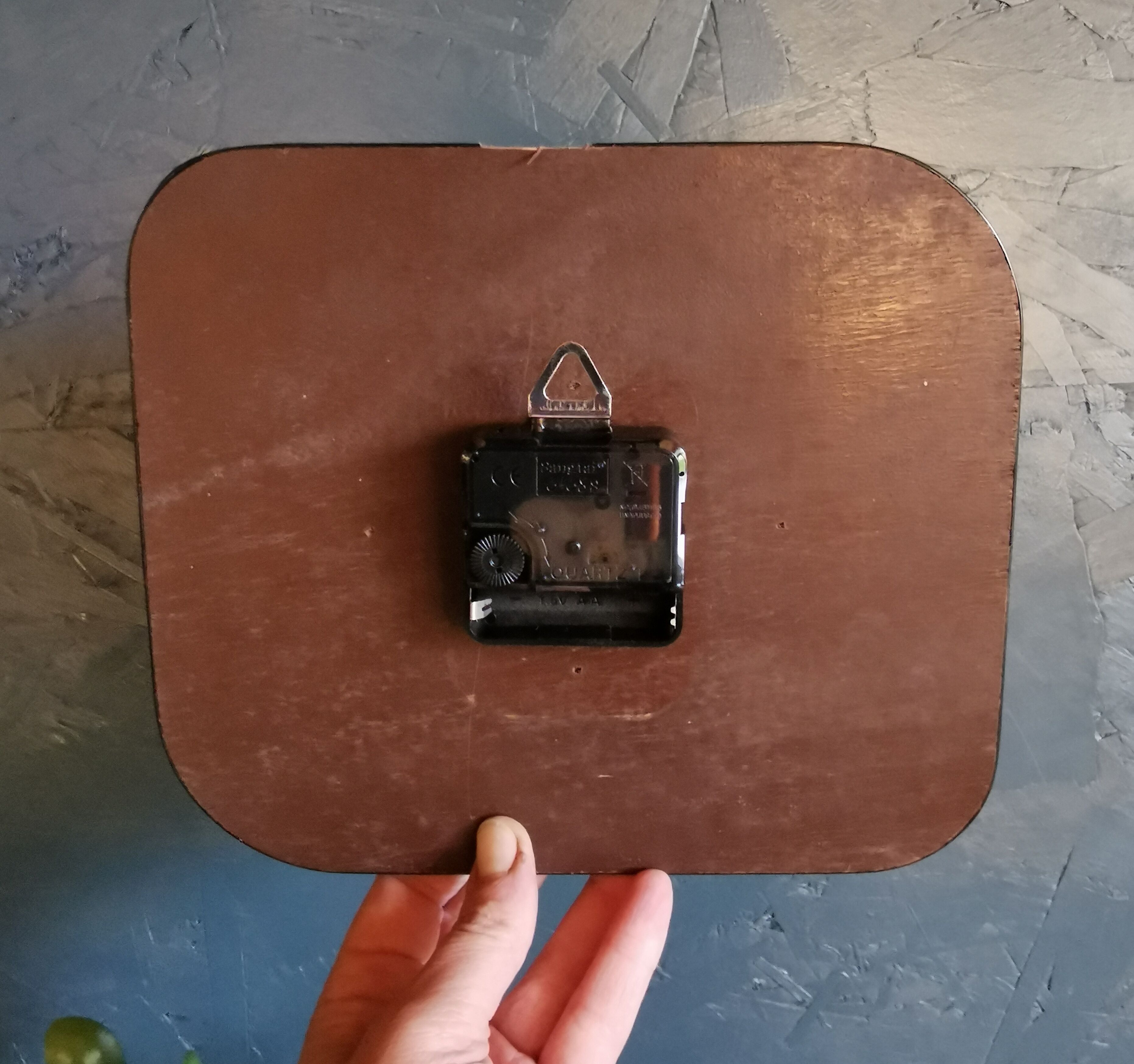 Vintage clock formica rectangular silent wall clock "Sun yellow"