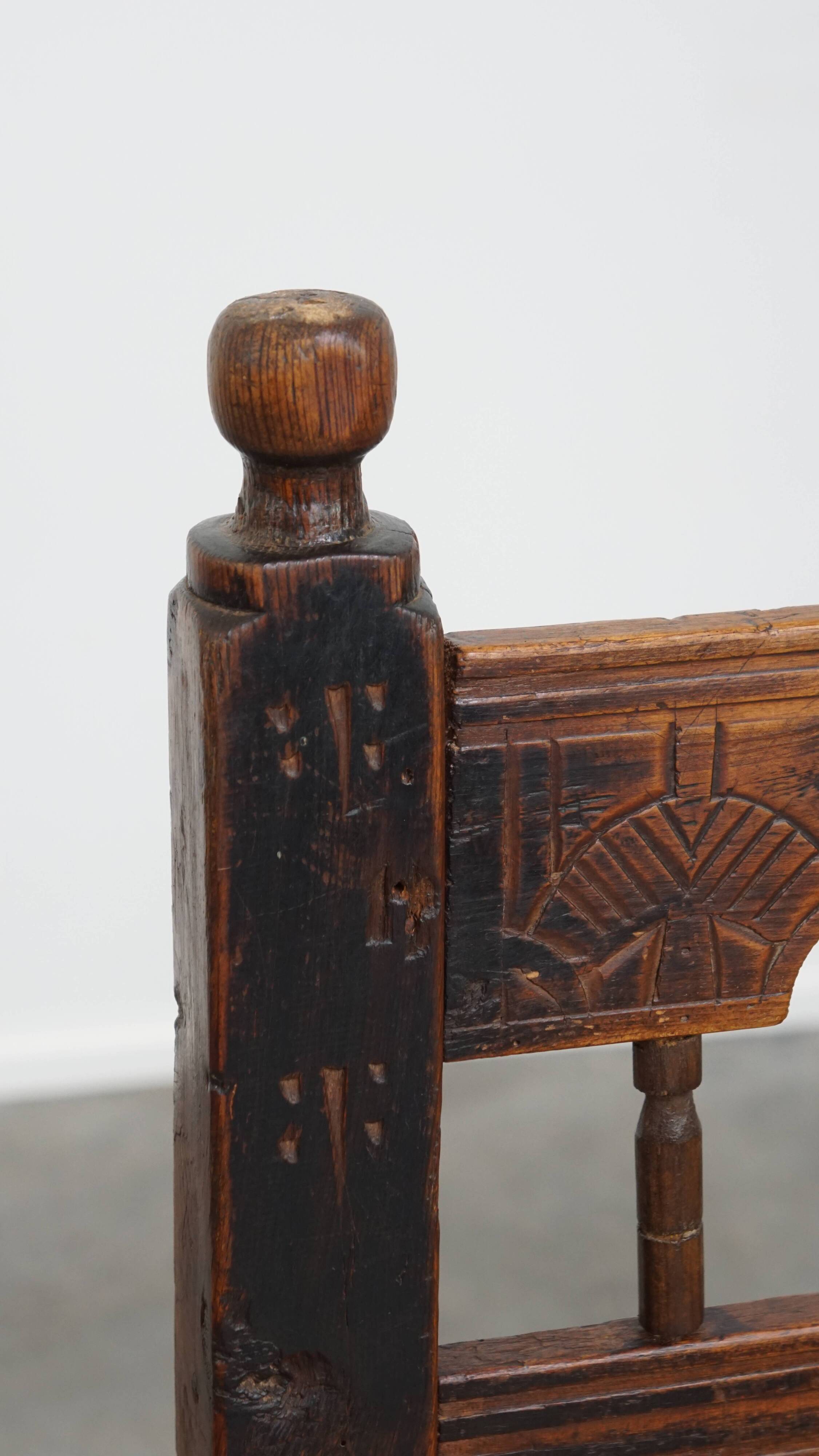 Set of 4 Antique Spanish Country Chairs with Woven Rattan Seats