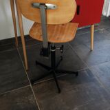 Steel and wood school chair