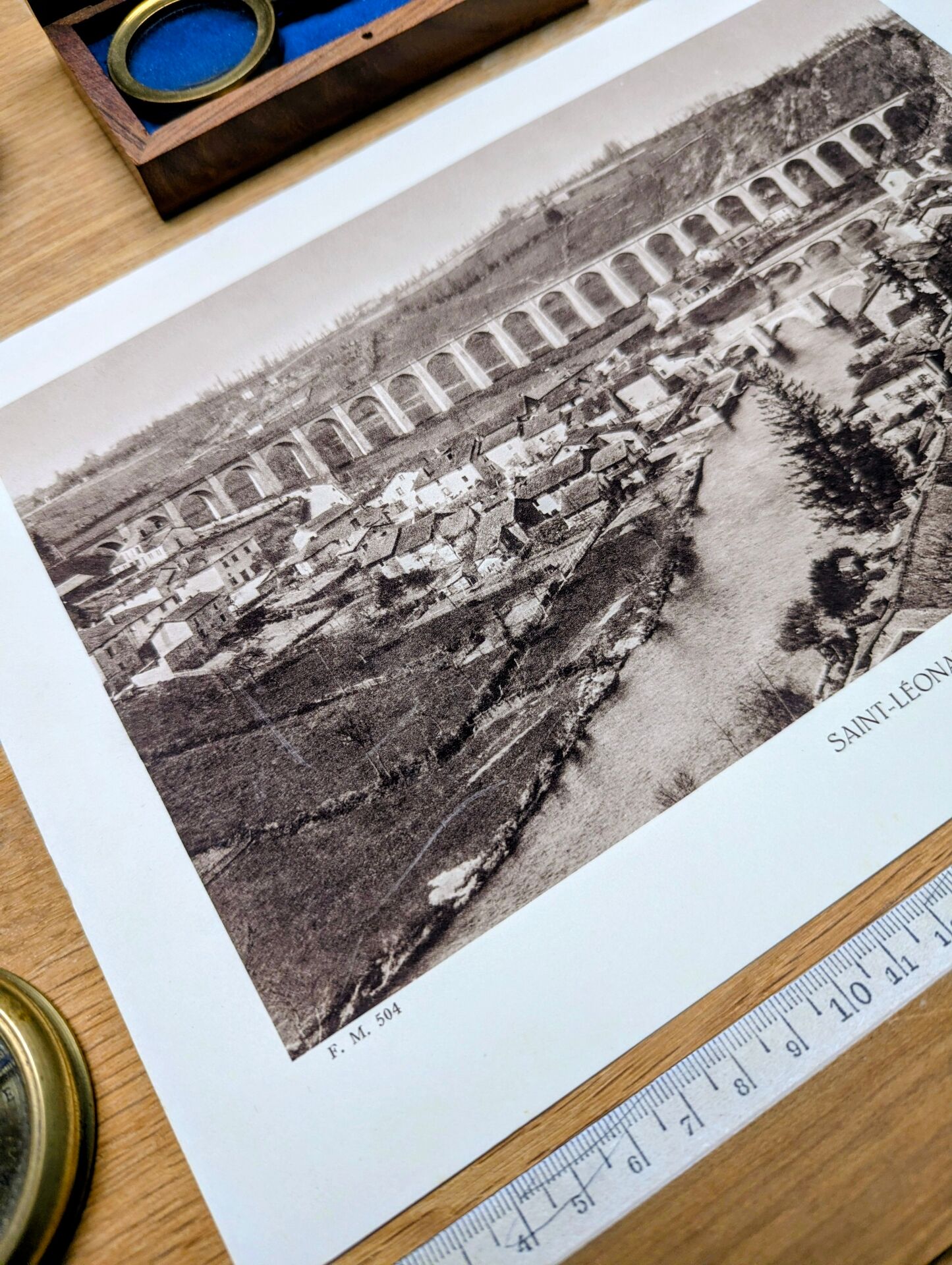 Saint-Léonard-de-Noblat, Haute-Vienne, printed photo plate from 1942.