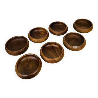 7 Scandinavian Danish teak bowls from the 60s