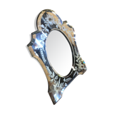 Old beveled Venetian mirror with engraved flower decoration