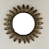 Sun convex mirror in gold-tone metal