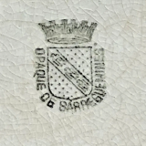 7 dessert plates XIX Sarreguemines stencil decoration