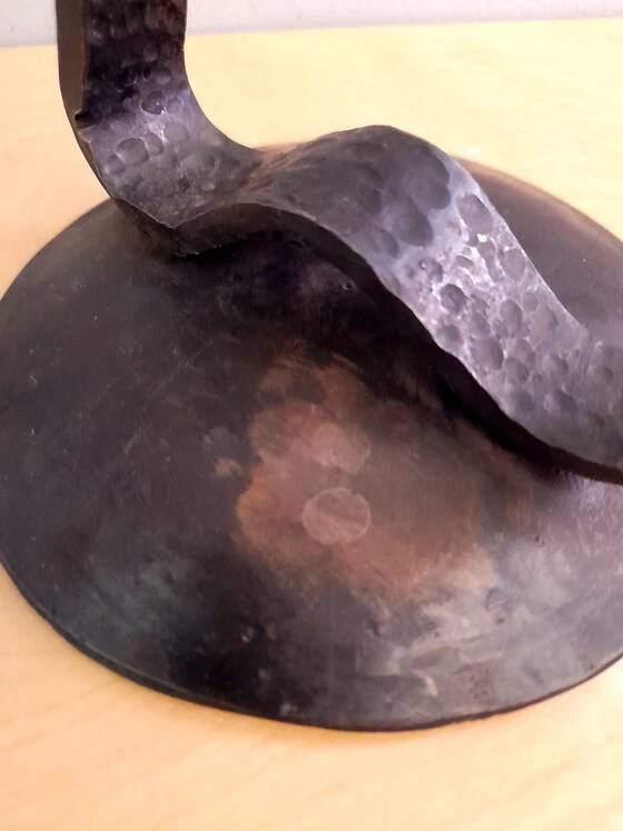 Brutalist hammered candlestick 1960