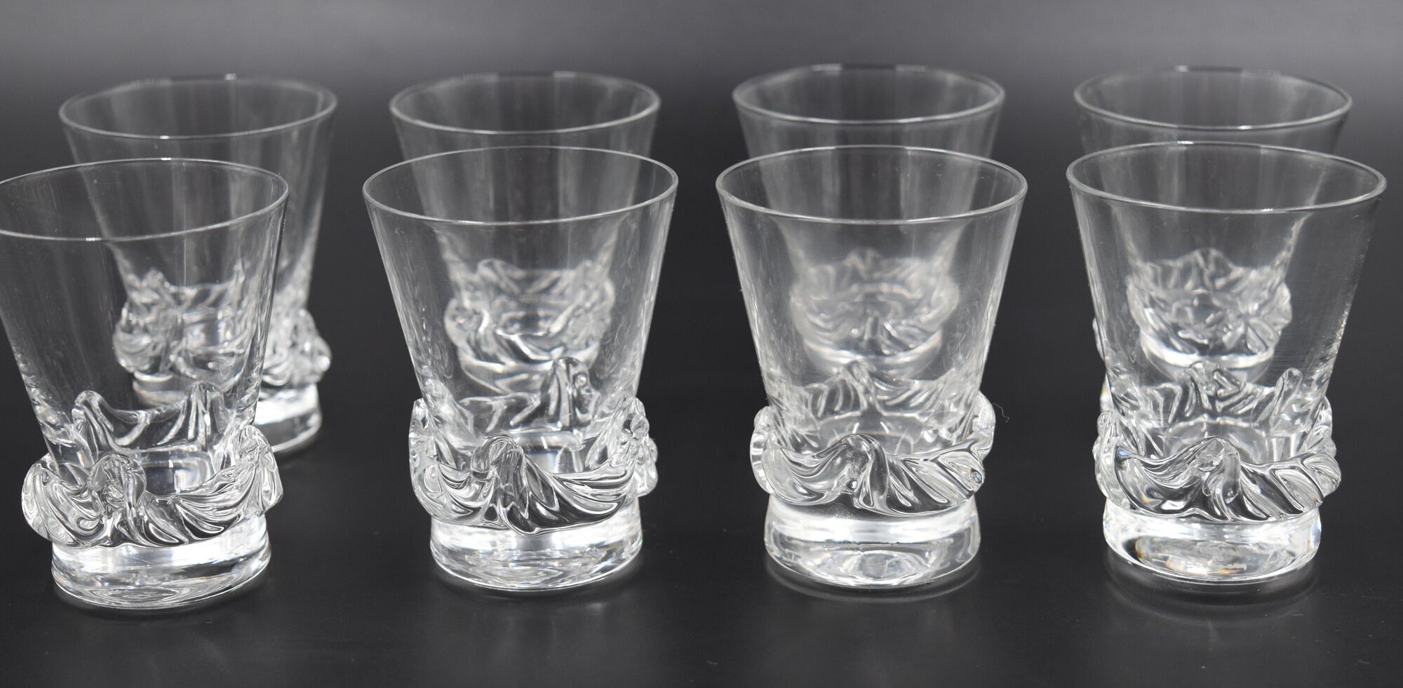 8 Daum crystal wine glasses France Sorcy H model 8.7 cm