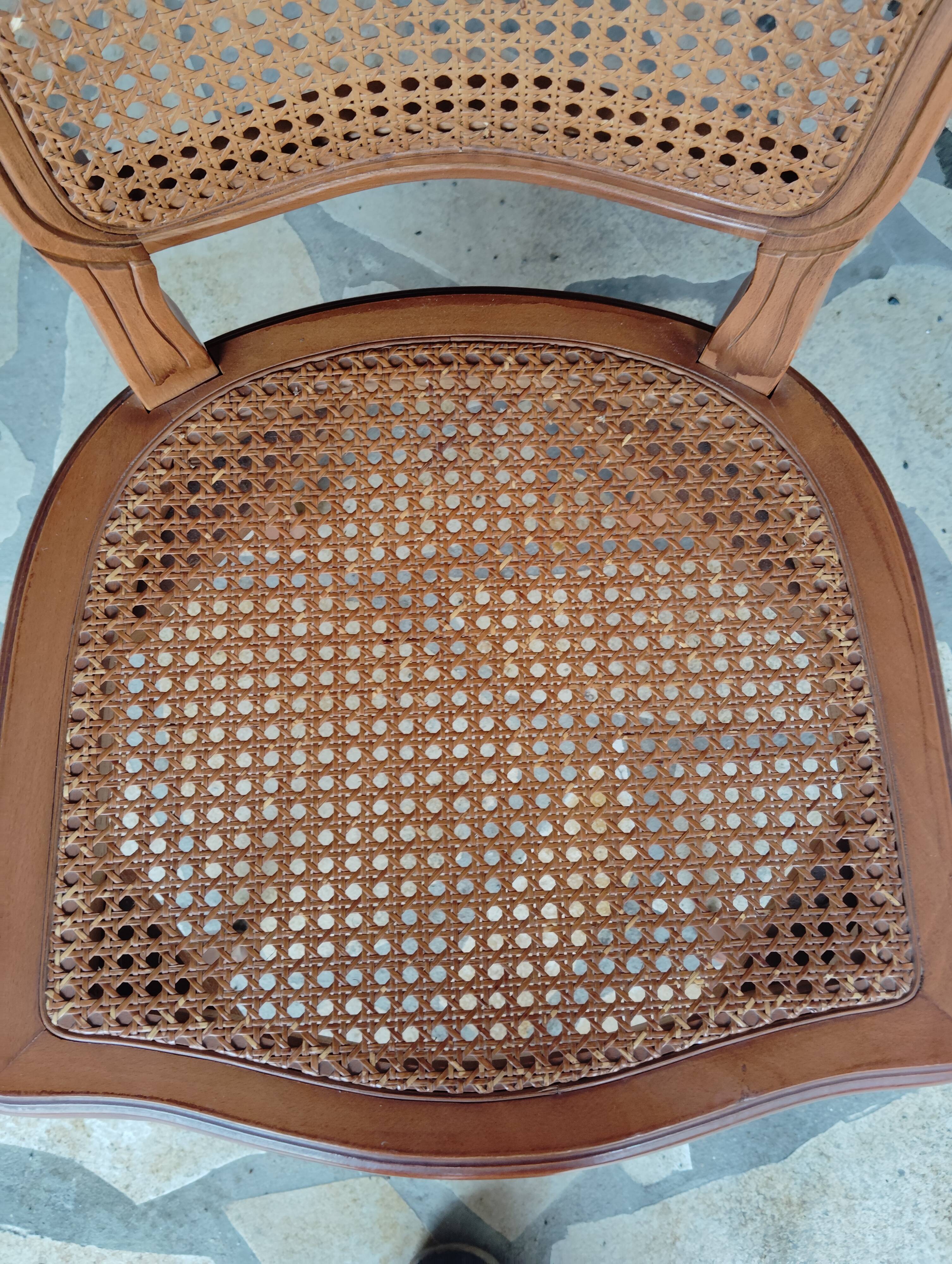 Set of 6 Louis XV chairs in wood and cane