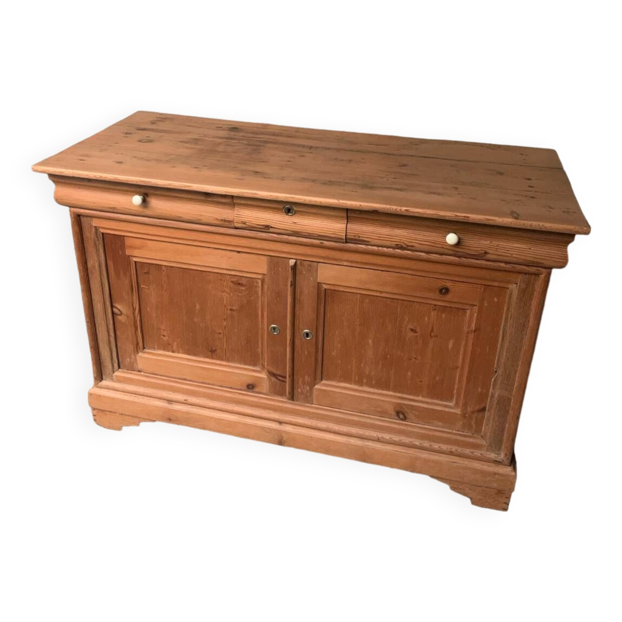 Honey-colored wood sideboard