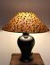 Lampe en faïence noire et abat-jour léopard, années 90