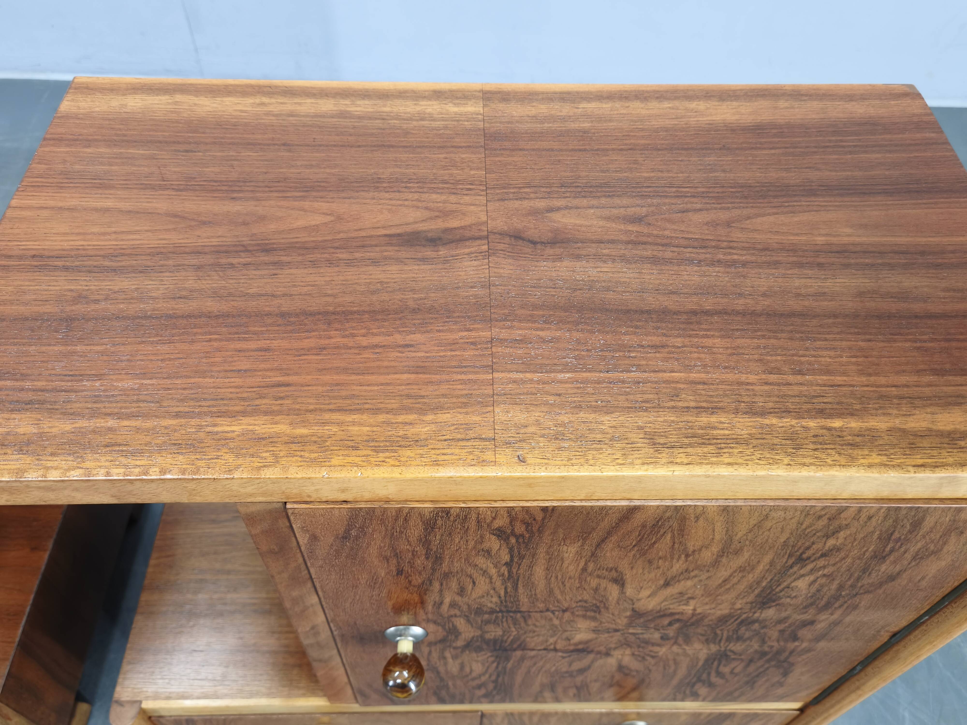 Pair of Italian Mid-Century Walnut Nightstands, 1950s
