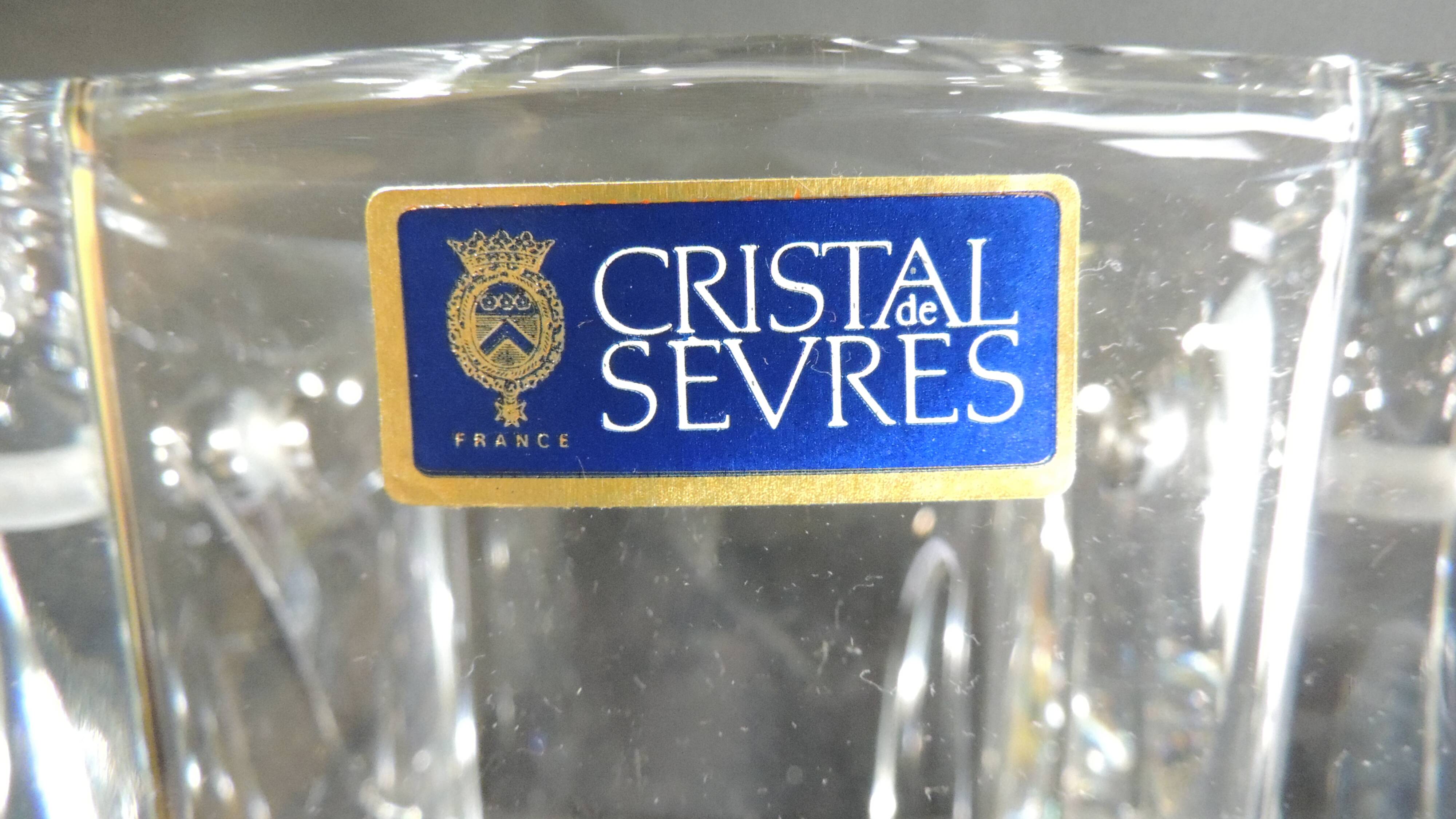 Crystal ice bucket from Sèvres, signed, vintage French design, ice bucket.