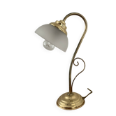 Vintage swan neck lamp in gilded metal and frosted glass