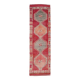 Tapis kilim ancien tons rouges et gris, motifs géométriques turcs,99x343 Cm