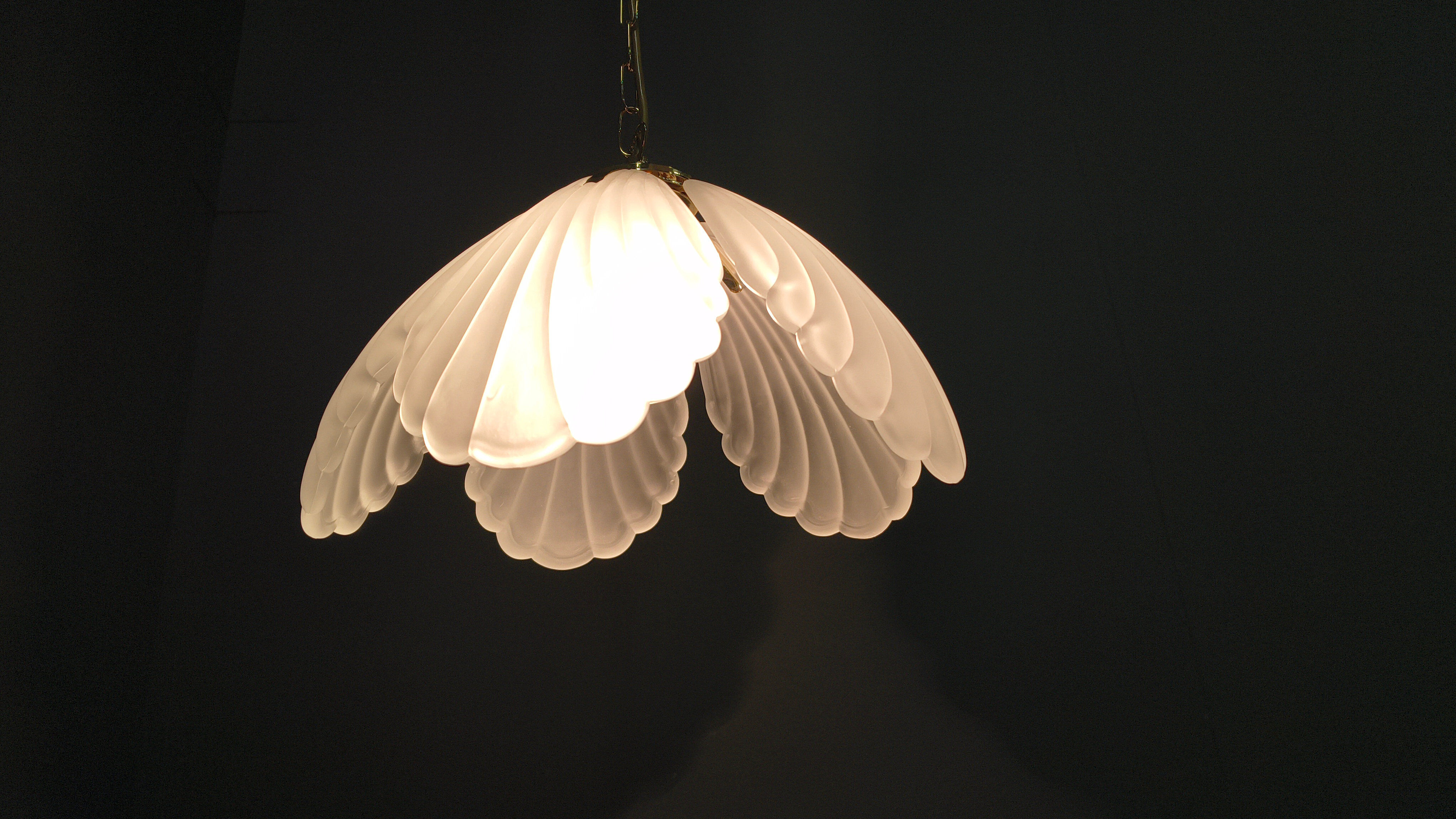 Vintage Italian glass and brass chandelier, 1970s
