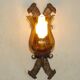Pair of Hand Forged Wrought Iron Medieval Style Wall Lights with Amber Shades 42