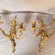 Antique Pair of Wall Sconces Candle Holders Louis XV Rococo Gilt Bronze