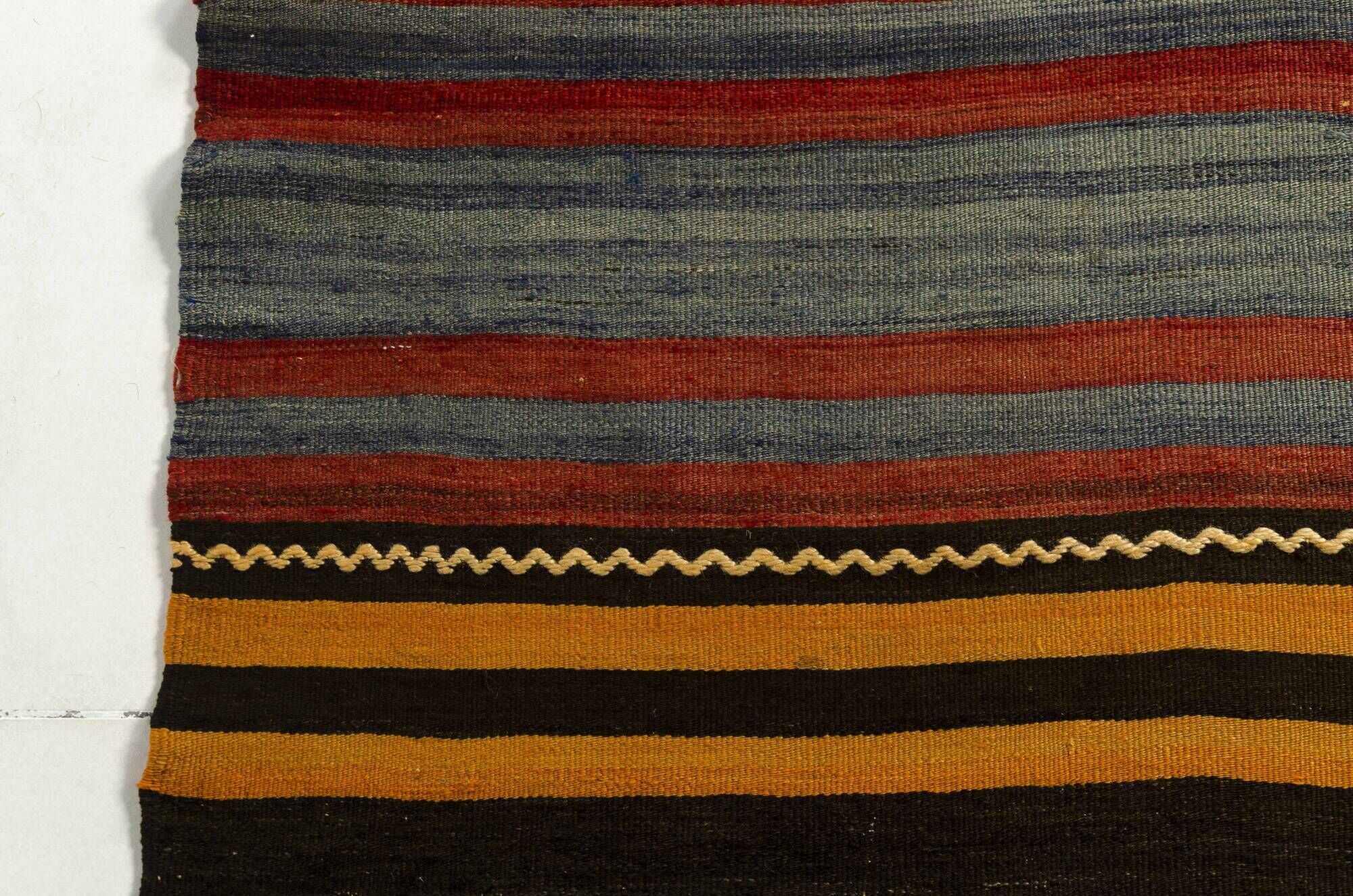 Large Vintage Striped Anatolian Hand-Woven Wool & Cotton Rugsku-135