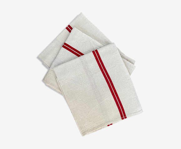 Lot de 3 torchons de cuisine en lin coton
