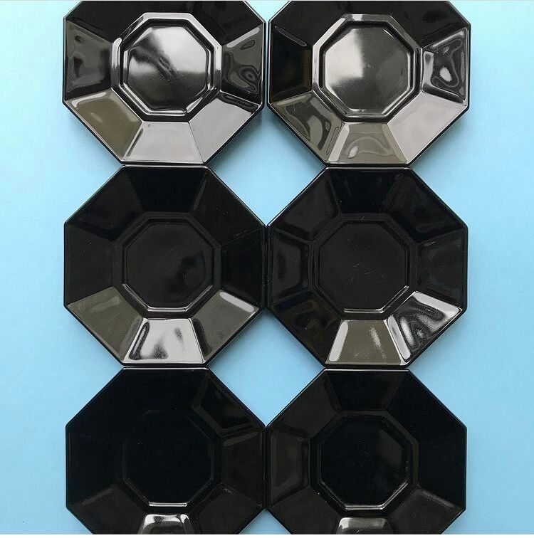 5-cup coffee service - esso arcoroc 80s black saucers - octime collection