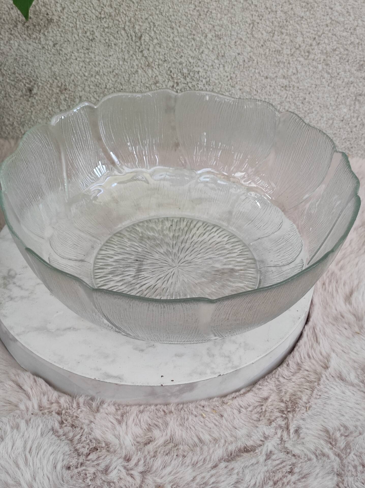 Large glass salad bowl