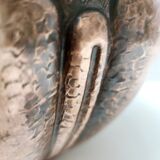 Vintage round embossed copper cachepot / vase by egidio casagrande, italy