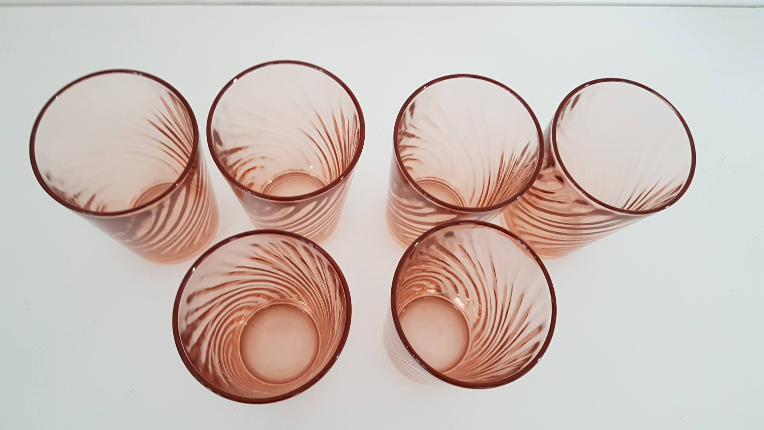 Lot de 6 verres rosaline arcoroc - vintage