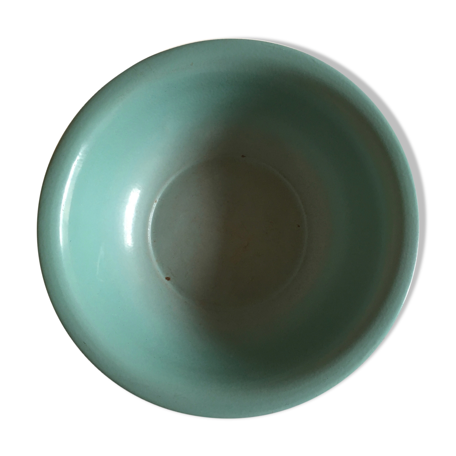 Dish plate glazed turquoise green farm, years 50