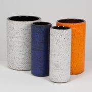 Set of rolled vases in chamotte clay from the 1960s.