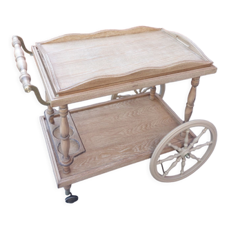 Rolling service trolley light oak ceruse