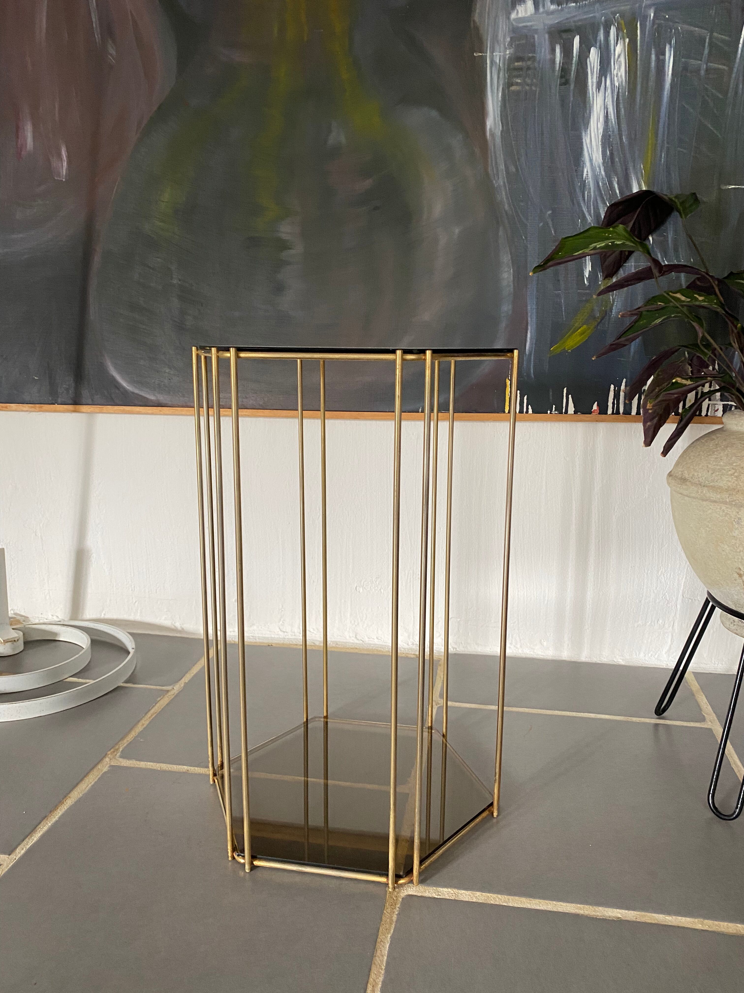 Vintage metal and glass side table