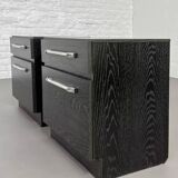 Pair of vintage black and chrome bedside tables