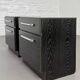 Pair of vintage black and chrome bedside tables