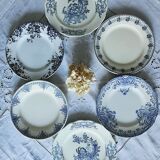 Assiettes plates anciennes dépareillées en faïence terre de fer