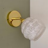 Vintage globe wall lamp in white clichy glass