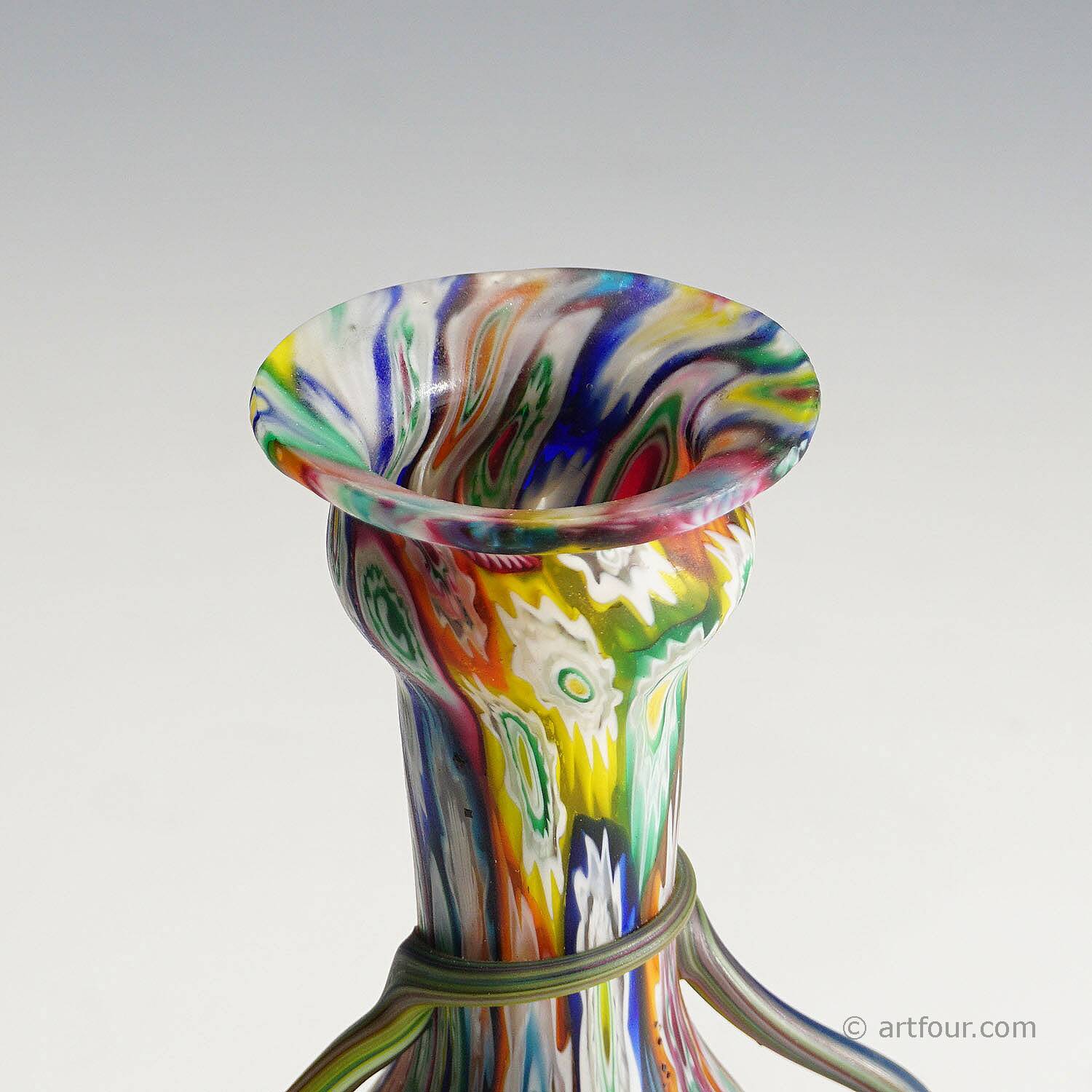 Multicoloured millefiori murrine vase by Fratelli Toso, Murano, early 20th century.
