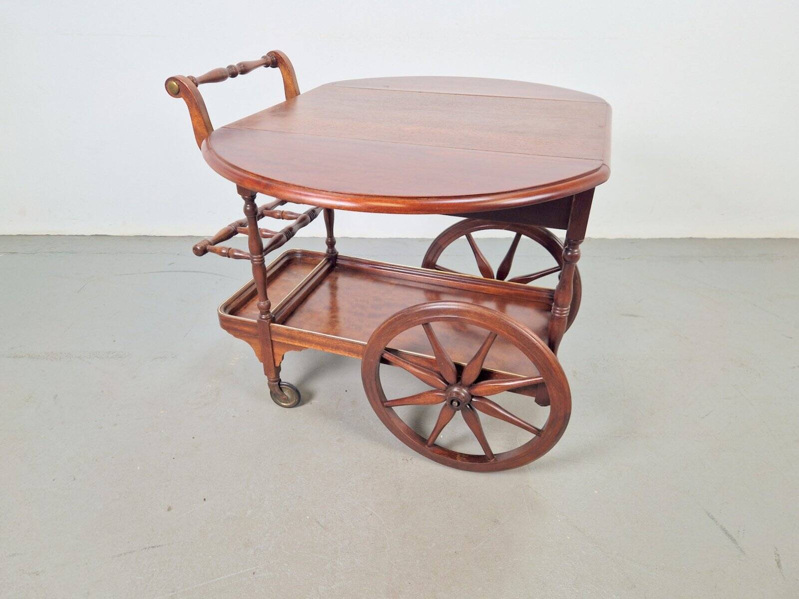 Vintage French Folding Spindle Bar Cart in Wood, 1960s