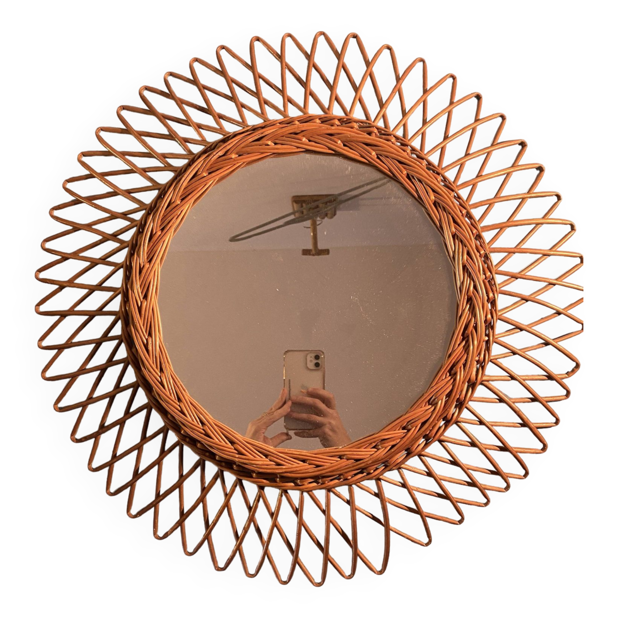 sun rattan mirror