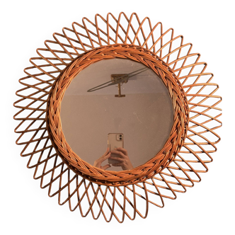 sun rattan mirror