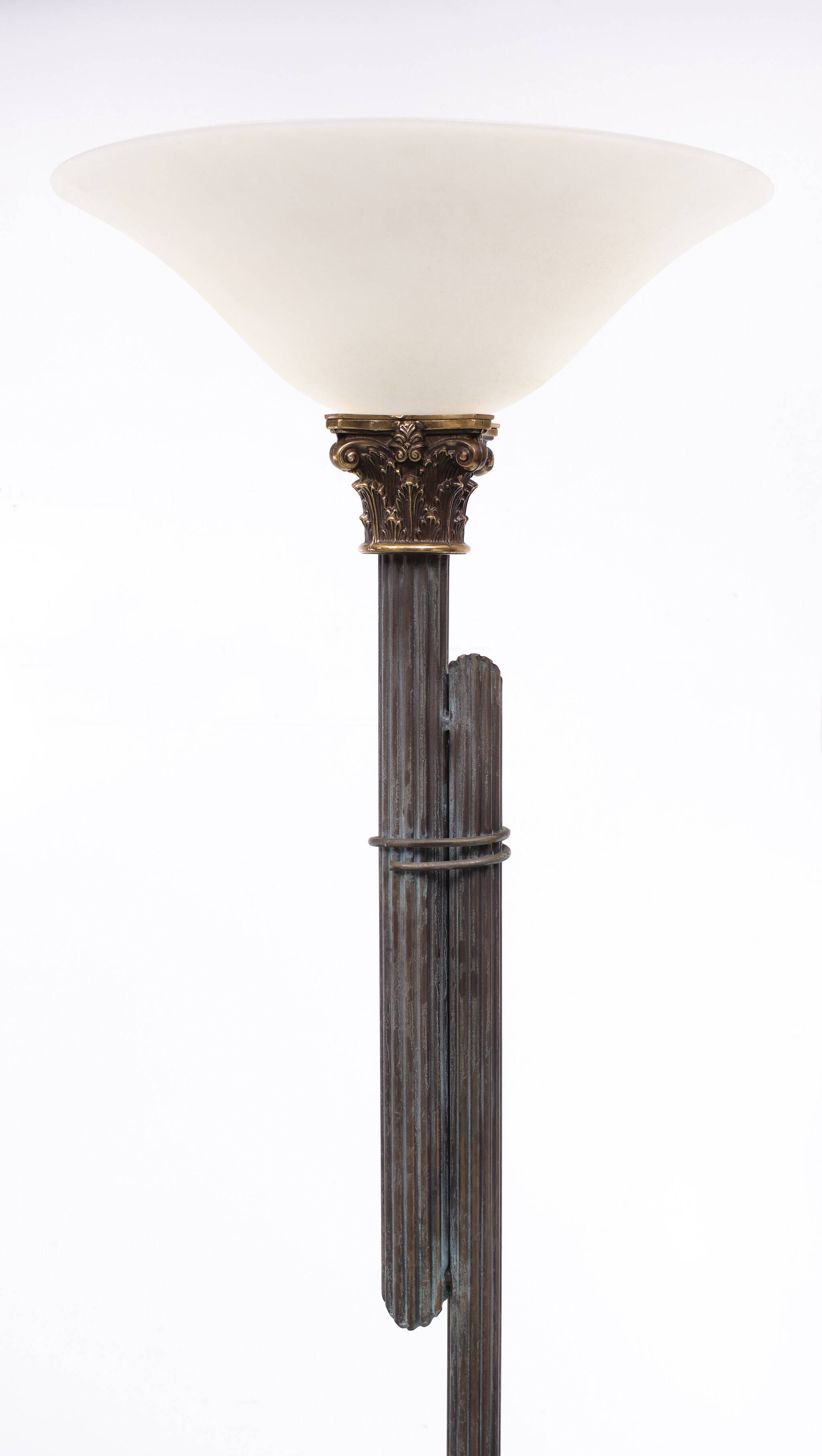 Greek revival bronze floor lamp, 1980s, italy