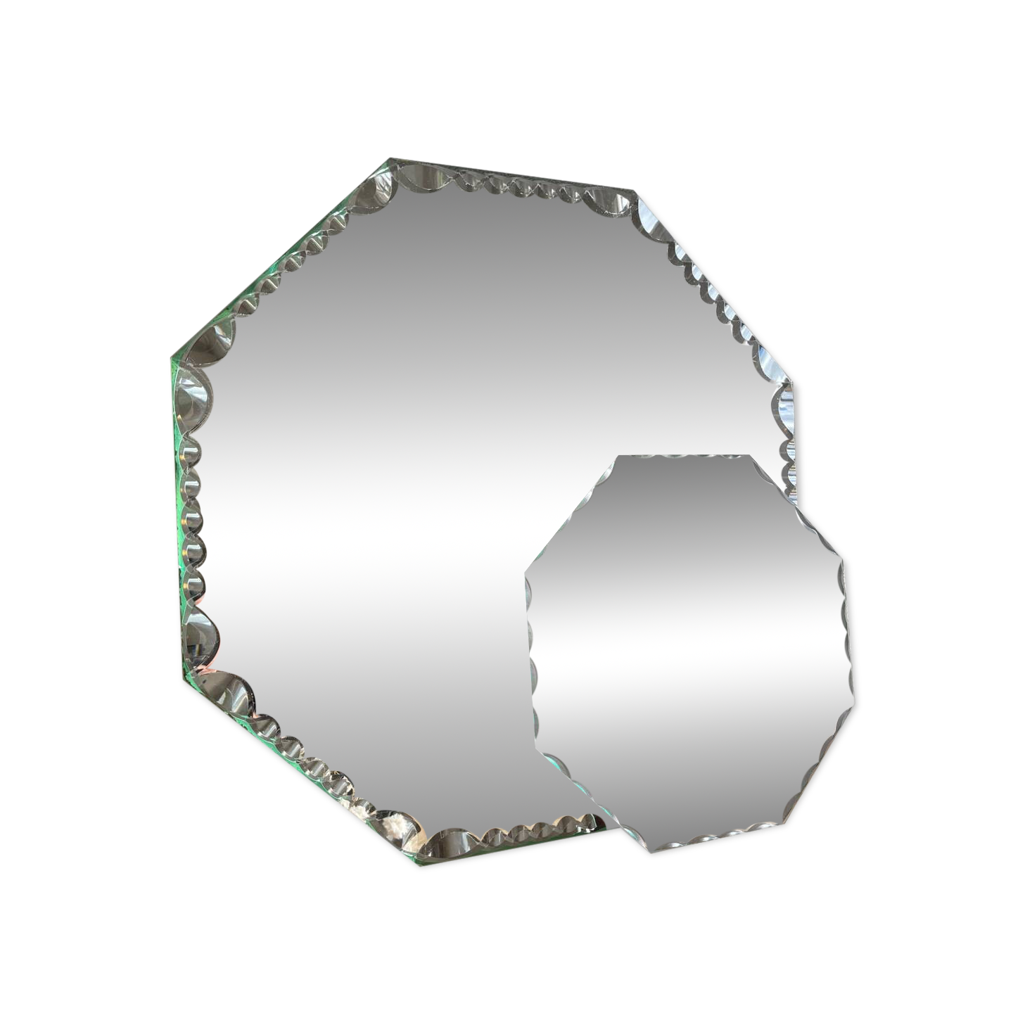 Vintage octagonal beveled mirrors