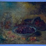 Oil on canvas still life bouquet of flowers 20th century by Louis Baril or Barit
