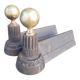 Small Napoleon III cast iron and brass andirons