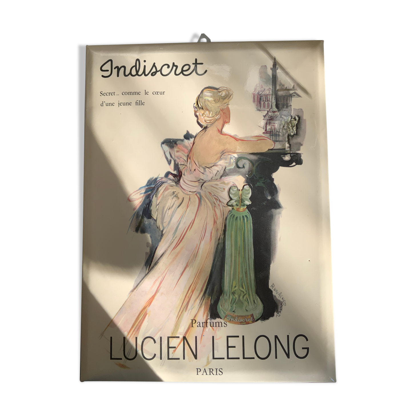 Advertising 1954 Lucien perfumes along, original plastic iron, ancient