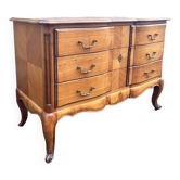 Louis XV style crossbow chest of drawers with 3 cherry drawers, 1960s