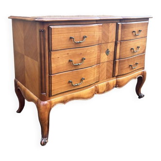 Louis XV style crossbow chest of drawers with 3 cherry drawers, 1960s