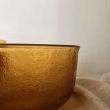 large vintage salad bowl in smoked and amber glass, France 1970