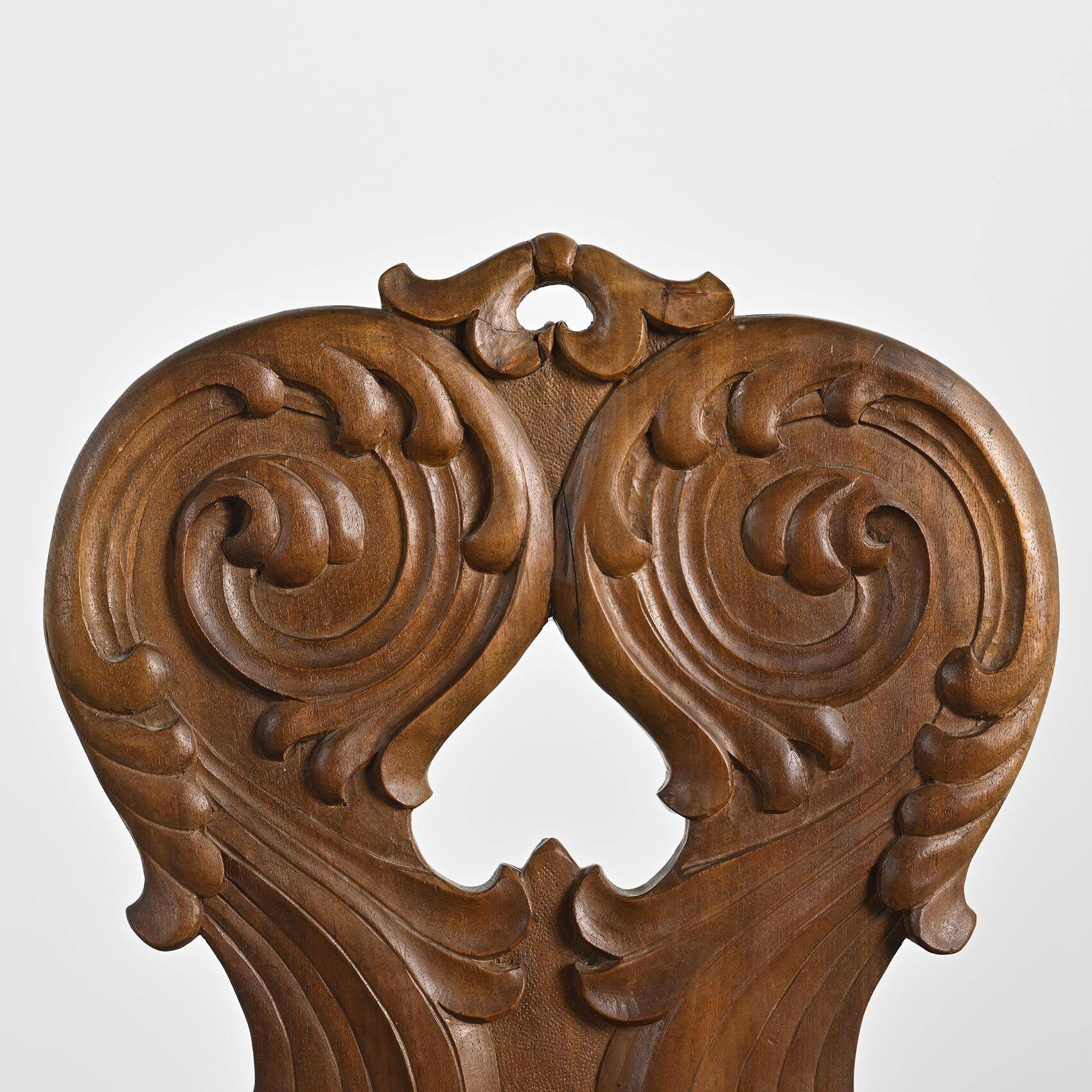 Solid wood carved stepladder, Alps, 20th century