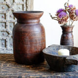 Large wooden Himachal pot n°2 (with lid)