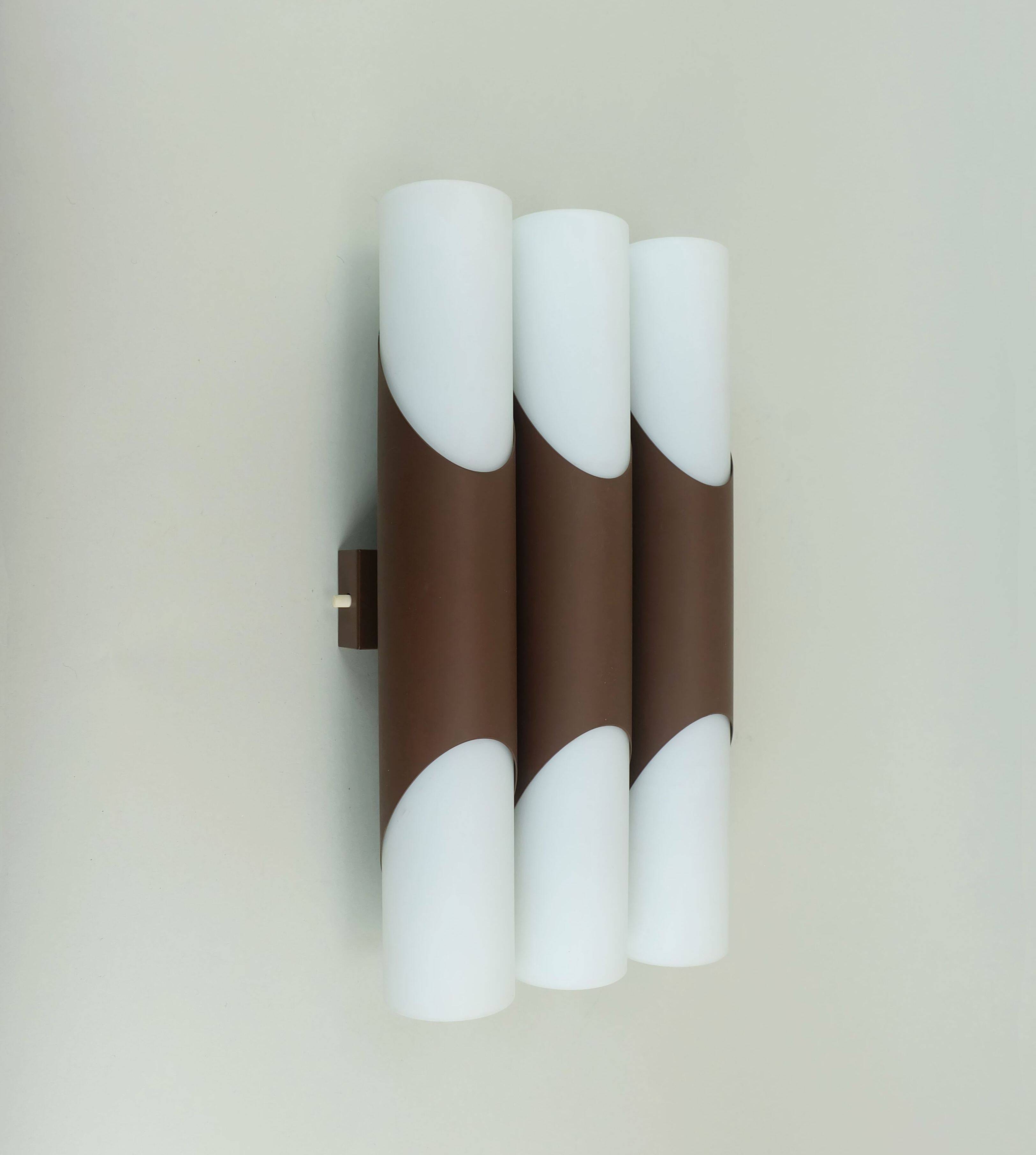 Wall lamp design klaus link for neuhaus-leuchten 1960s metal satin glass