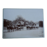 Old photograph 1900 stagecoach omnibus and horses Western Railways